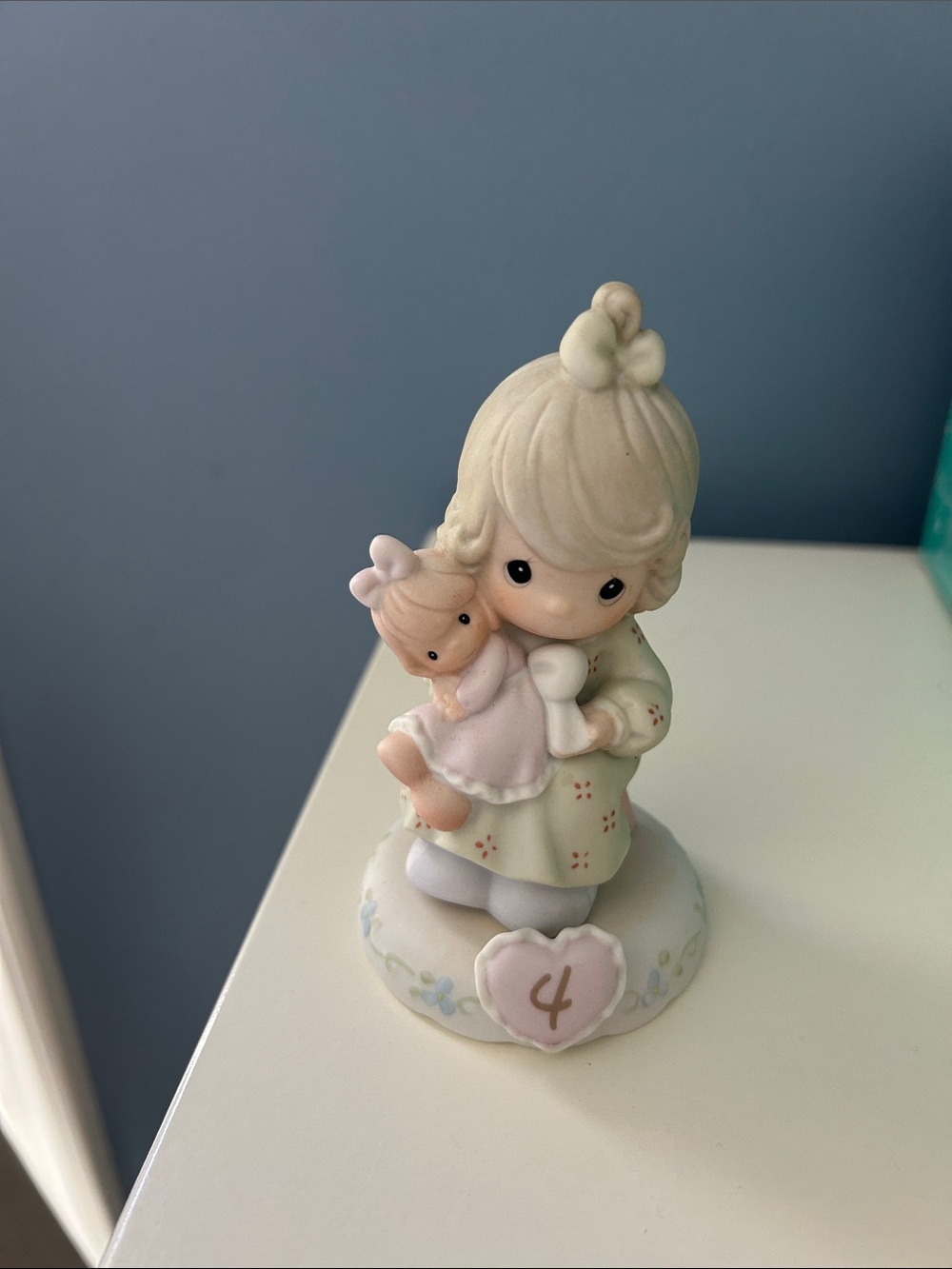 Precious Moments Cream and Pastel Pink Girl Figurine With Doll